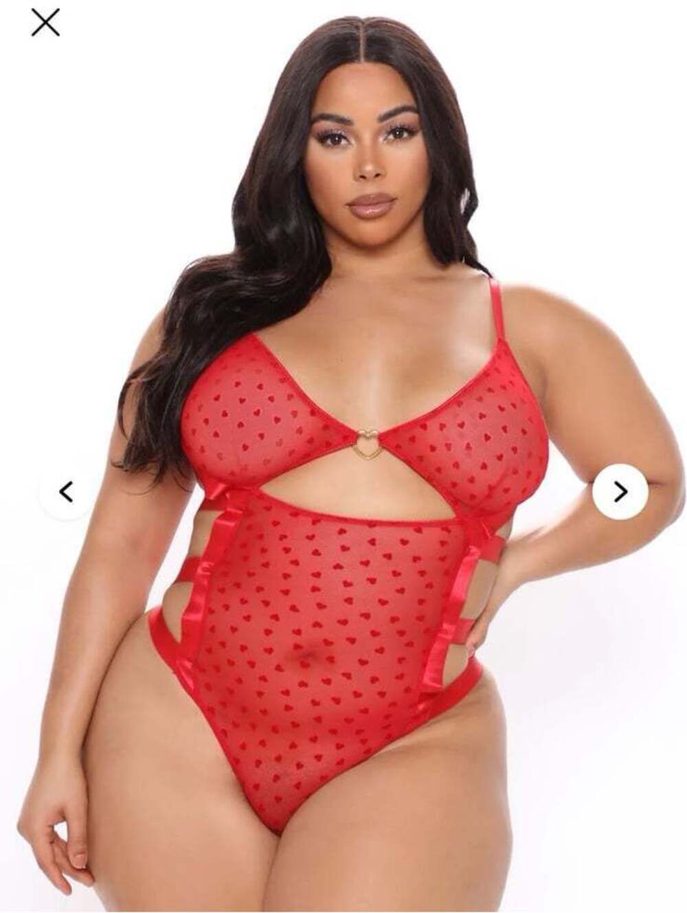 Fashion nova Heart Eyes Caged Mesh Teddy lingerie